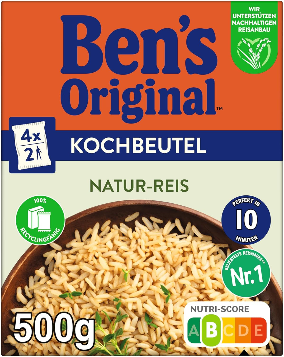 BEN'S ORIGINAL™ naturris i en pose, 9 x 500 g
