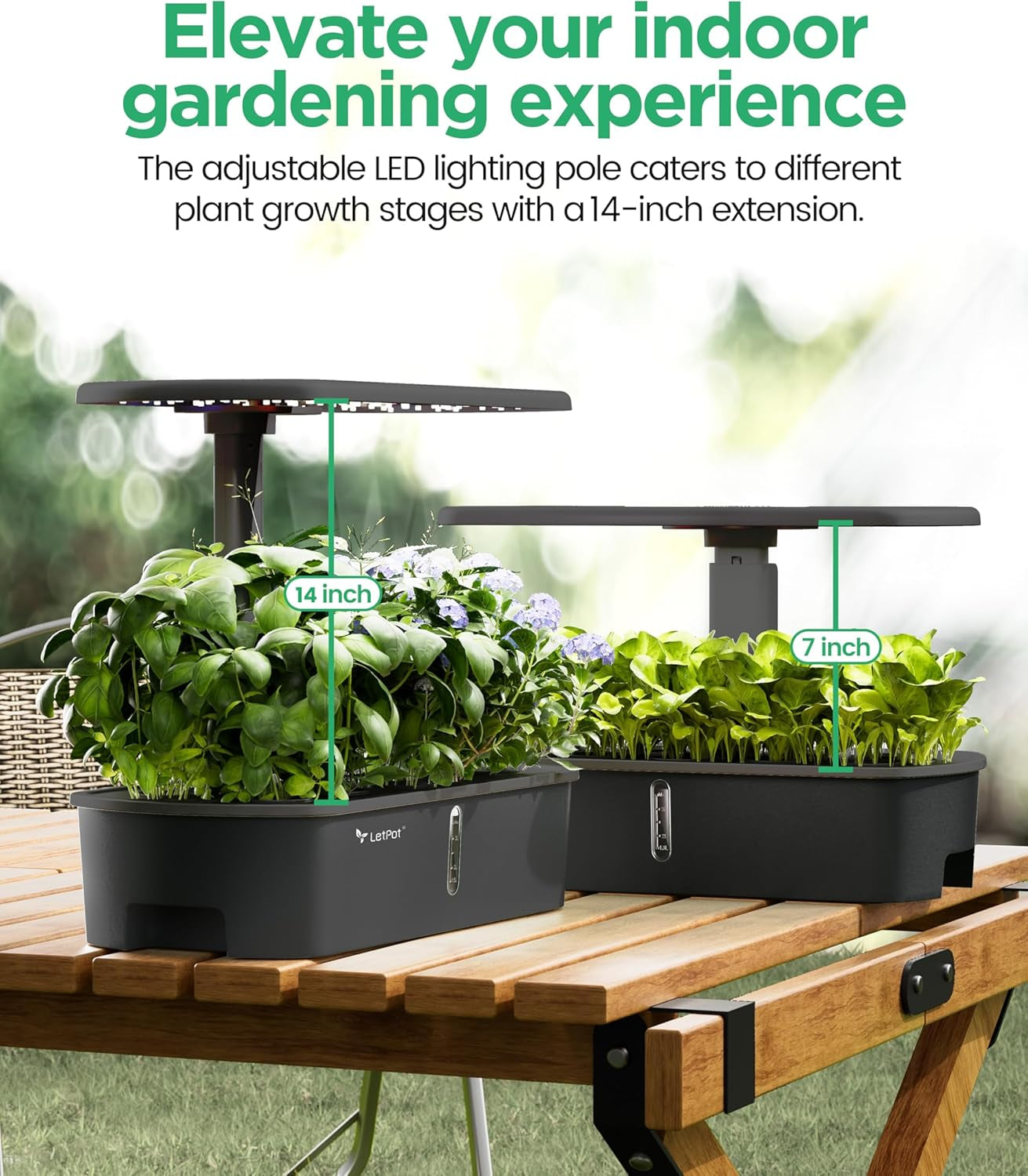 LPH-Air Hydroponic Grow Systems Kits WiFi Styret af App 24W Smart Indoor Garden Grow Light Full Spectrum 10 Kapsler Plantekasse Indendørs Havearbejde Gavesæt