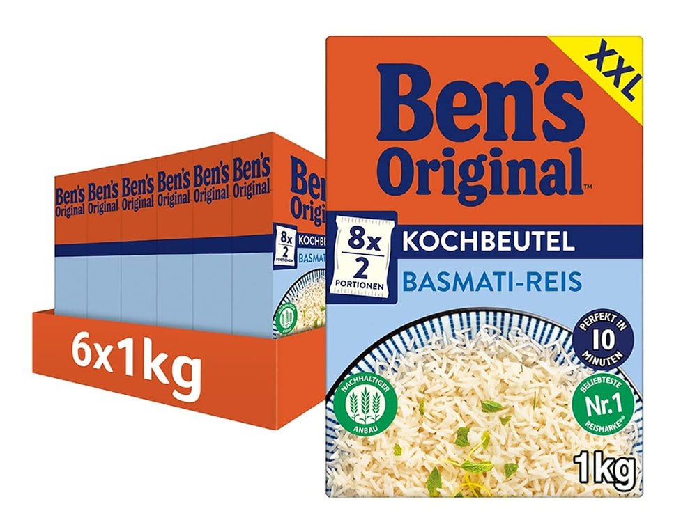 Ben's originale basmatiris, kog i pose i 10 minutter, 6 pakker (6 x 1 kg)