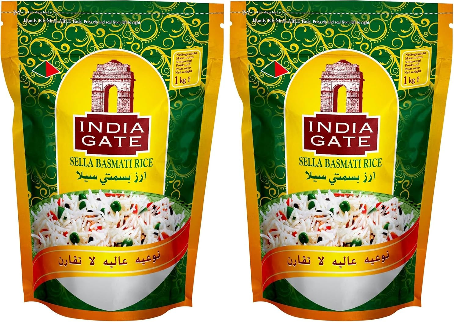 INDIA GATE Sella Basmati-ris, forkogt (fra Indien, fin langkornet), aromatiseret, bulkpakning - 1 pakke (1 x 1 kg)