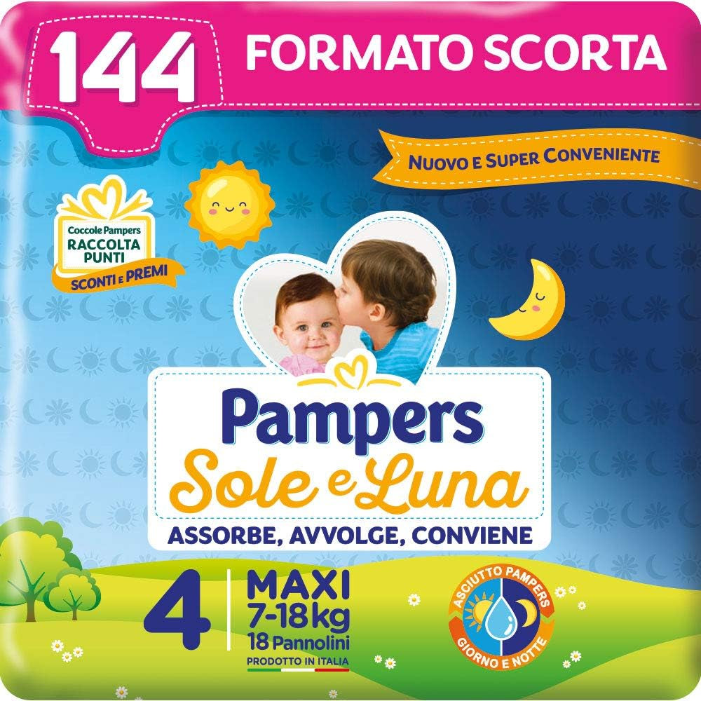 Pampers sol- og månebleer, unisex, junior, str. 5 (11-25 kg), 120 bleer