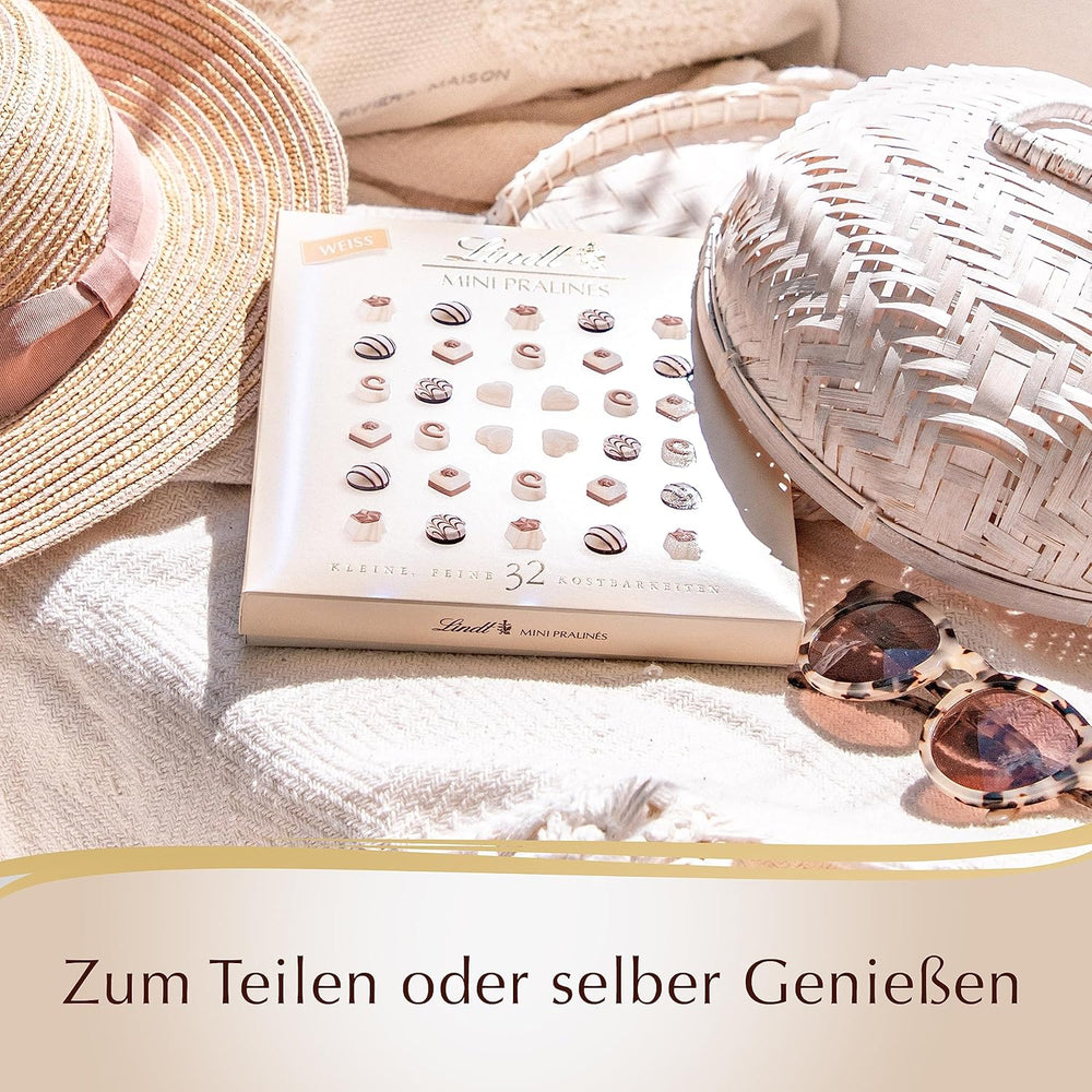 Chokolade - Mini hvide praliner | 90 g | Æske med 18 praliner i 6 lækre sortimenter | Gave af chokolade | Chokoladegave (pakke med 3)
