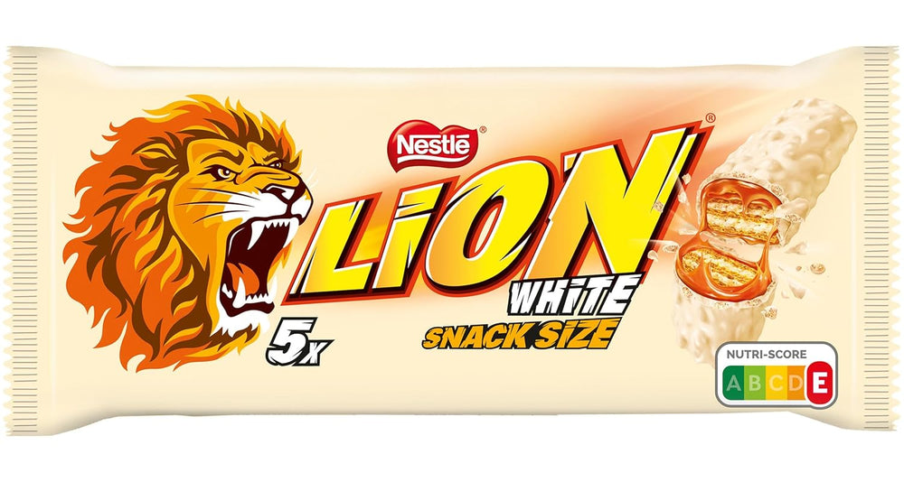 Nestlé LION Multipack, chokoladebarer med hvid glasur, lækkert karamelfyld og sprød oblat, bulk slikpakke, 1 pakke (5 x 30 g)