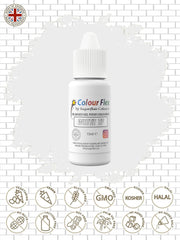 Colorant alimentar pe bază de ulei Sugarflair Colourflex alb, colorant alimentar lichid foarte concentrat, colorant alimentar pentru cremă de unt, ciocolată, aluat, fondant, glazură și multe altele - 15 ml