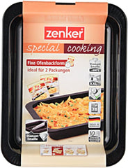Zenker Ofenbackform (33 X 5 X 25 Cm) SPECIAL MADLAGNING, Rechteckige Auflaufform Mit Enamelle-Versiegelung, Backform Mit Extra Hohem Rand (Farbe: Schwarz), Menge: 1 Stück Forme og bakker til bagning Naty Shop