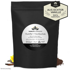 Premium vaniljepulver fra ægte vaniljebønner, naturligt, sukkerfrit, uden tilsætningsstoffer, fairtrade, vegansk (40 g uden emballage) fra Vanilla Campaign® Flavours Naty Shop 40 g (enkeltdosis)
