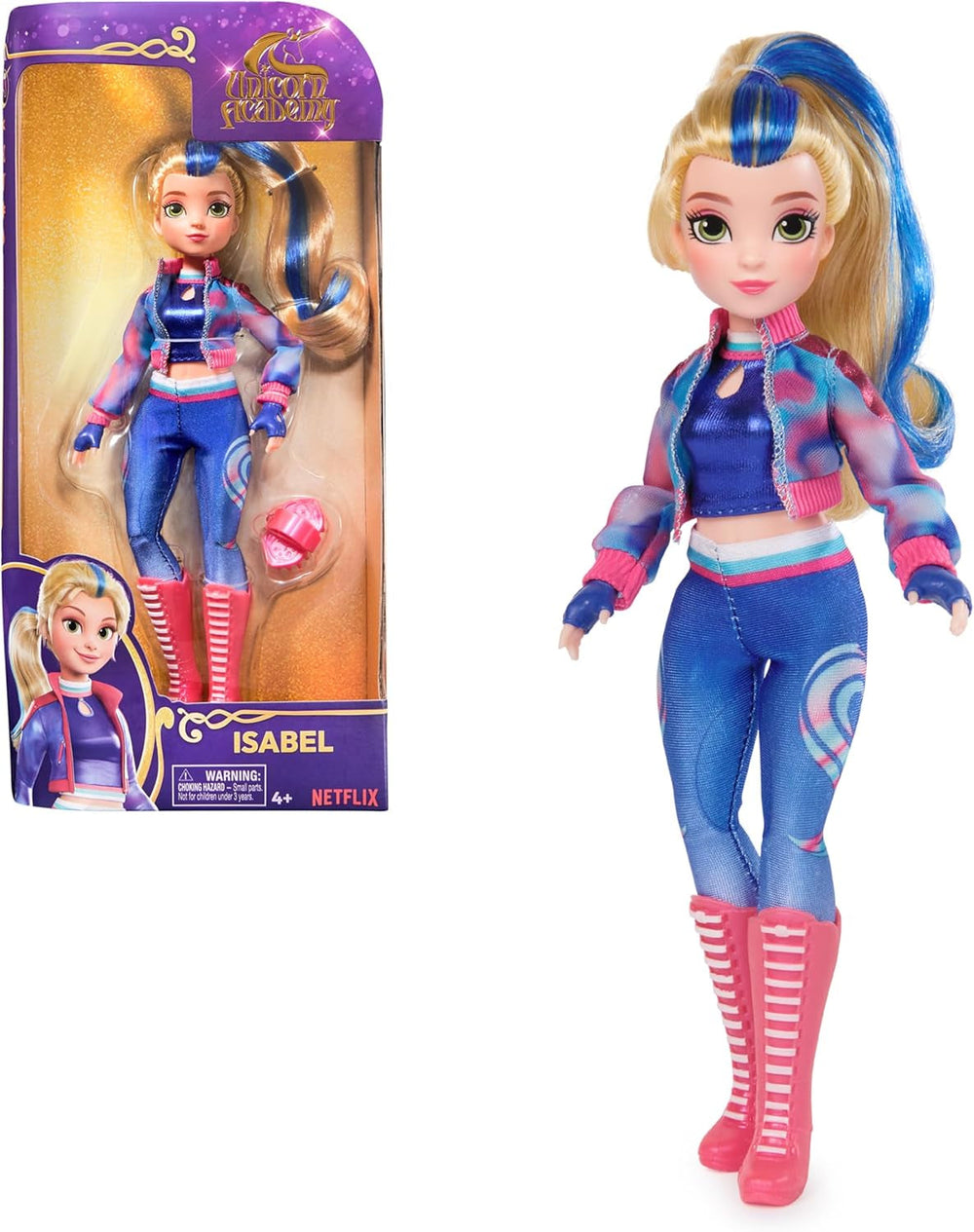 Unicorn Academy Deluxe Masked Ball Sophia - păpușă de 24 cm din popularul serial Netflix cu 2 ținute, dress-up clasic și joc de rol, vârsta 4+ Papusi Naty Shop Îmbrăcarea păpușii Isabel