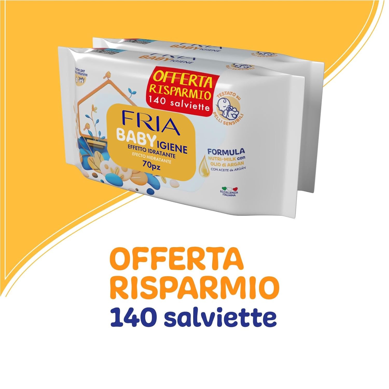 Vådservietter, pakke med 2 (144 servietter)