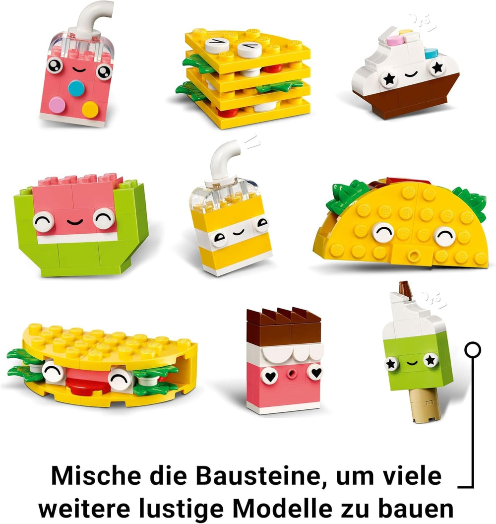 LEGO Classic Creative Snack Bauspaß, Spielzeug mit Essen for fantasievolle Rolenspiele, Bauset für Jungen und Mädchen ab 4 Jahren, Cupcake, Avocado, EIS am Stiel og Taco 11039