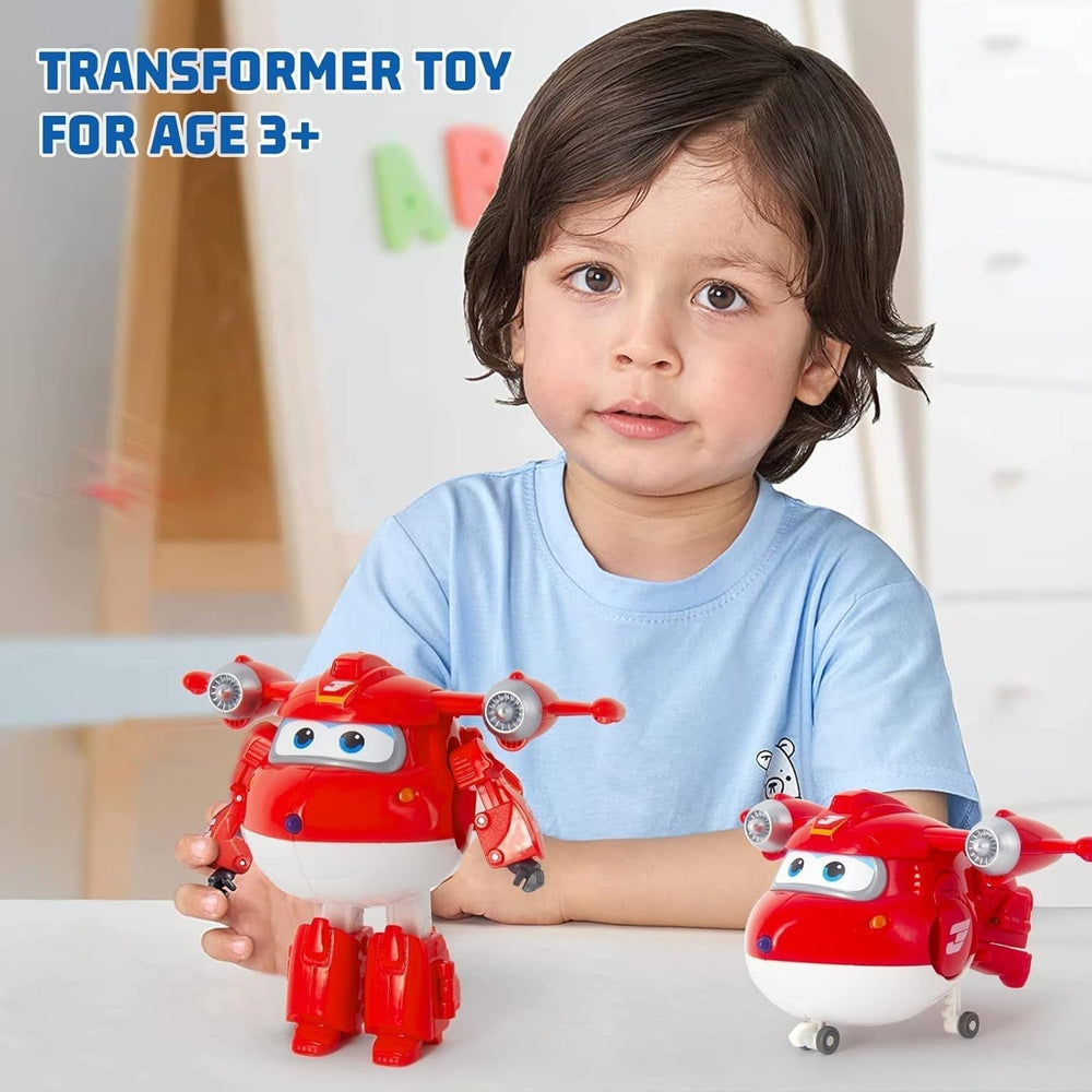 Super Wings 5" Transforming Characters 2-Pack Transforming Supercharged Jett + Tino, jucărie Transformer pentru băieți și fete de peste 3 ani, roșu Action figures Naty Shop