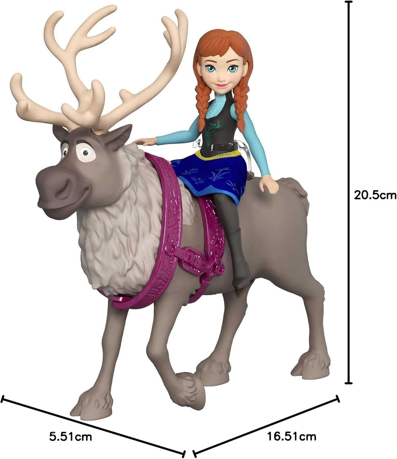 Mattel DISNEY Isdronningen Anna & Sven dukke og dyrefigur, inspireret af de animerede figurer, bevægelige lemmer, aftagelig nederdel og kappe, til børn fra 3 år og opefter, HLX03 Naty Shop Dolls