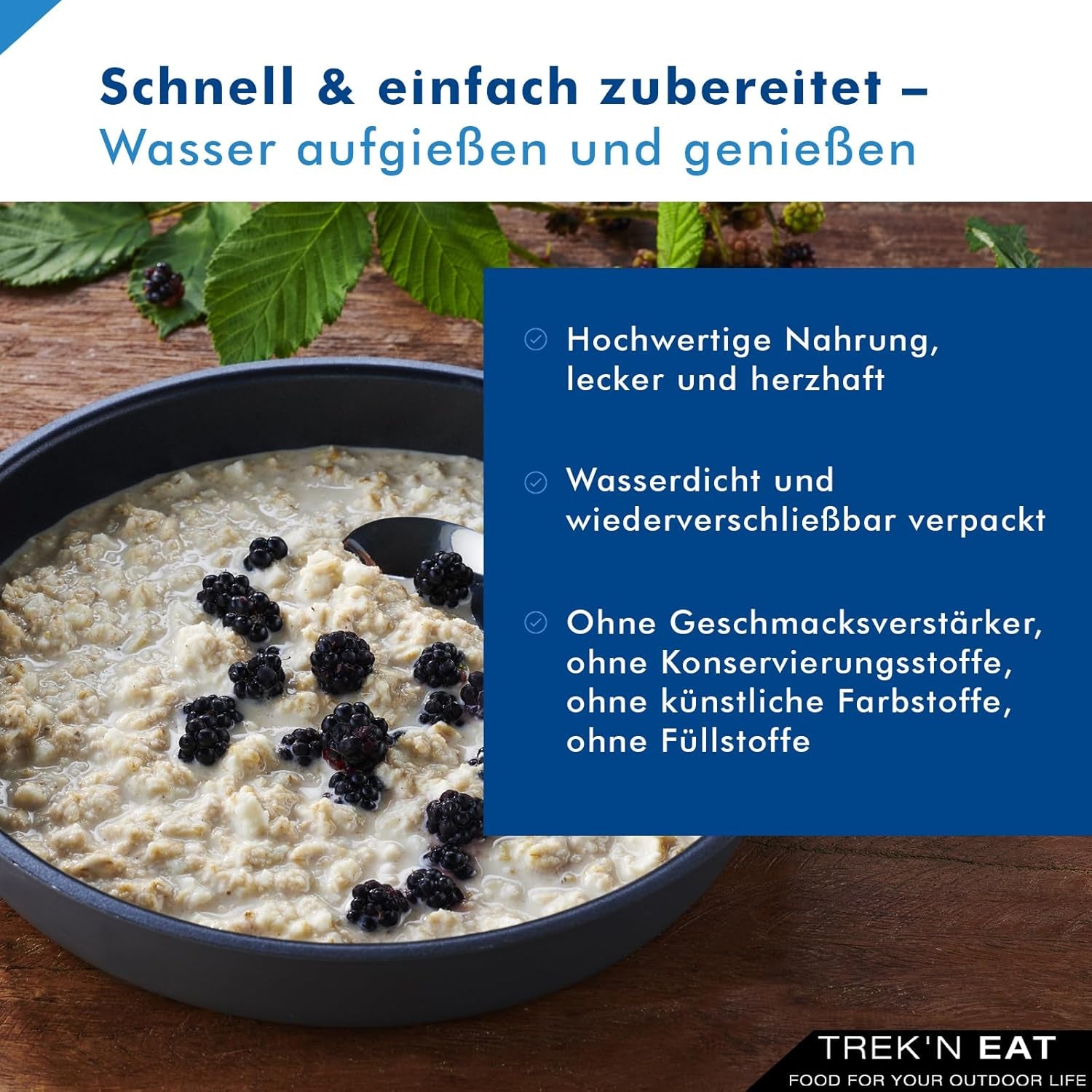 Trek'n Eat Proteingrød – Højproteinmorgenmad til friluftslivet | Frysetørret bord til camping, vandreture og ekspeditioner | Fyldende, hurtig at forberede, ideel til rejser