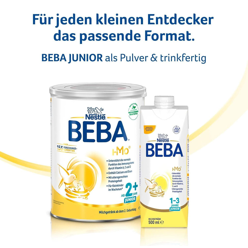 Nestle BEBA Junior 2+, fra 2 års fødselsdag, babymad med HMO 2'-FL, kun laktose, ingen palmeolie, pak 3 (3 x 800g) Mother and Baby Naty Shop