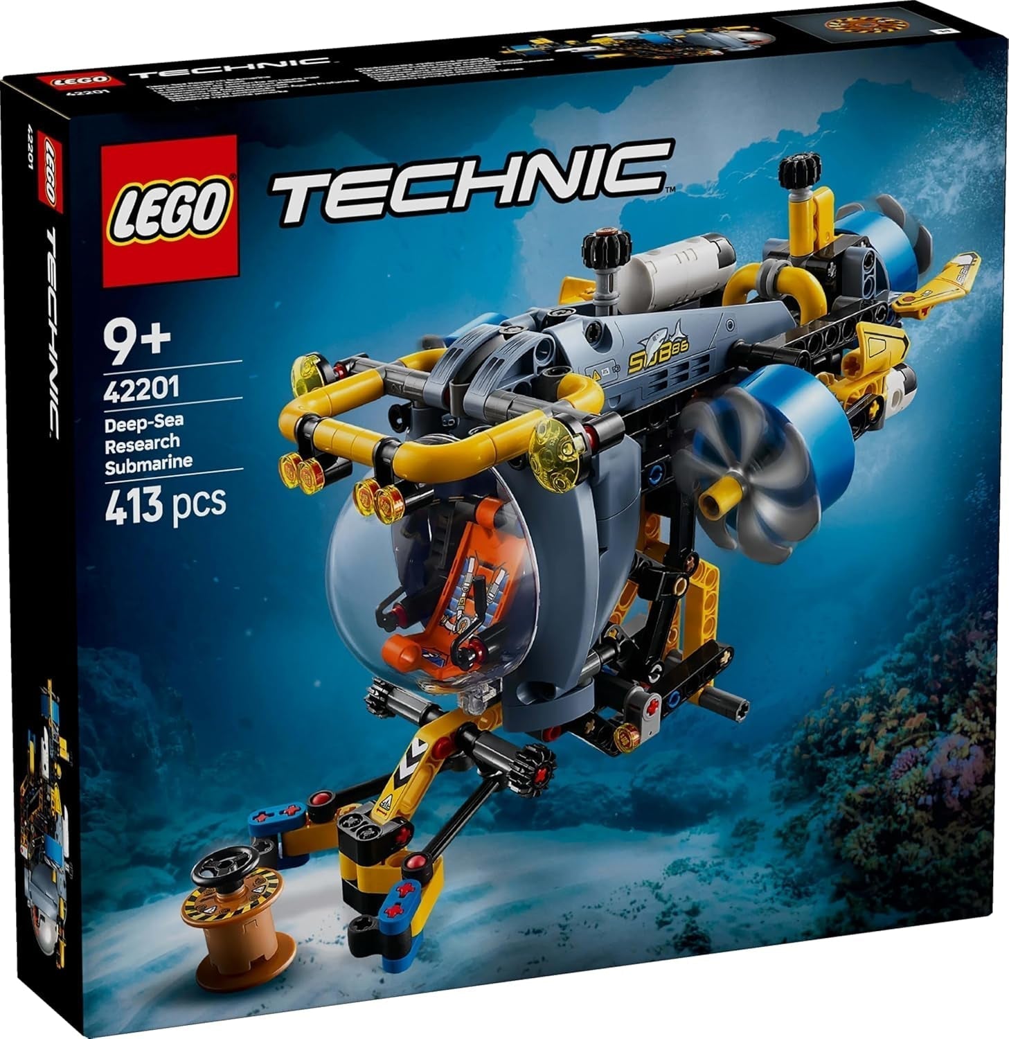 LEGO Technic Deep Sea Explorer Ubådsbyggelegetøj til børn 9 år gamle drenge og piger Kreative fødselsdagsgaveideer Byggebart køretøj med roterende propeller 42201 Byggesæt Besuche den LEGO-Store