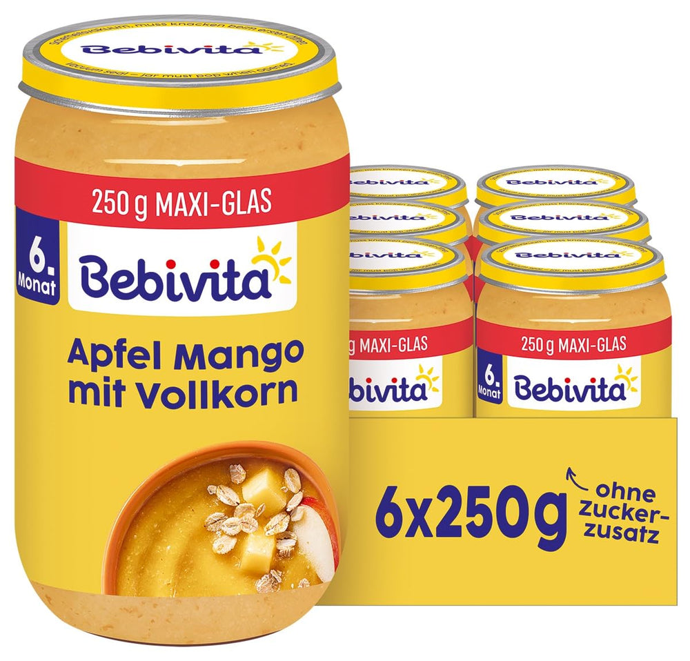 Frugt og korn med æble og mango og fuldkorn, 250g, pakke med 6 (6x250g)