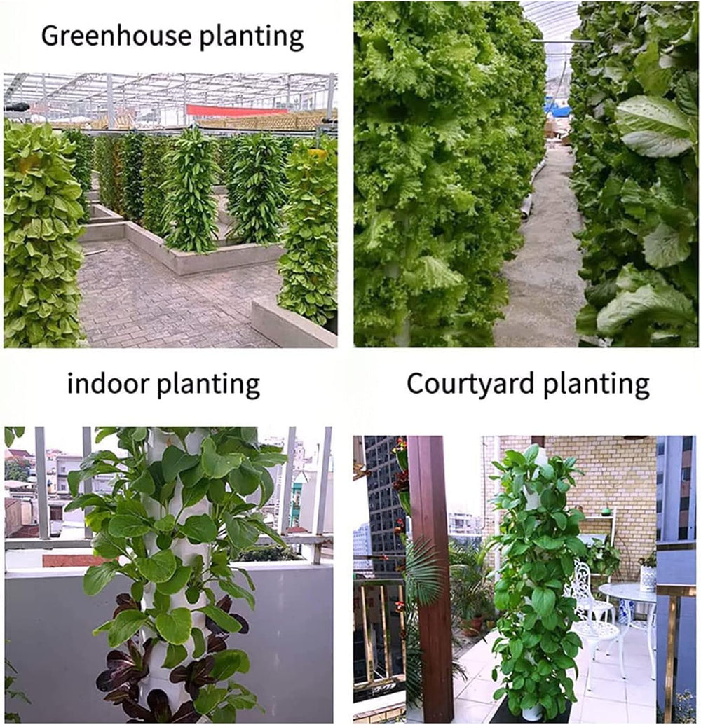 Hydroponic Tower, 15-trins 45-hullers voks Aquaponic System, Trådløst Have Aeroponic Grow Kit til urter, frugter og grøntsager med hydreringspumpe, adaptere, mesh potter
