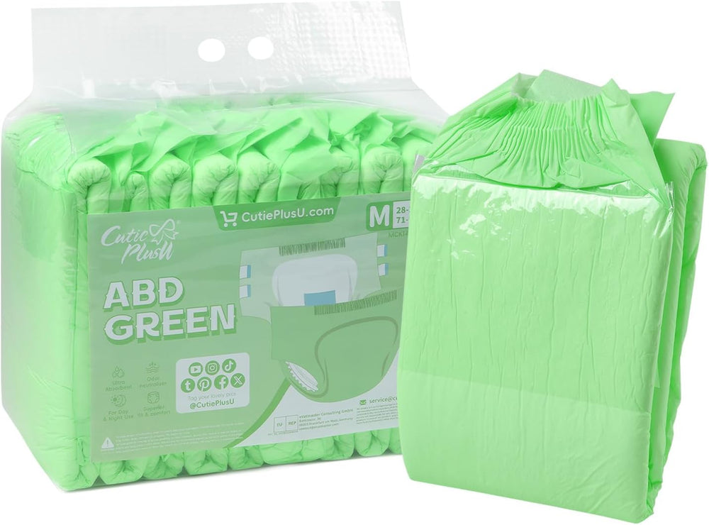 CutiePlusU voksenbleer, 10 pakke engangsinkontinenstrusser med løkker til kvinder og mænd, maksimal absorptionsevne natten over - gul (medium størrelse 71-96 cm)