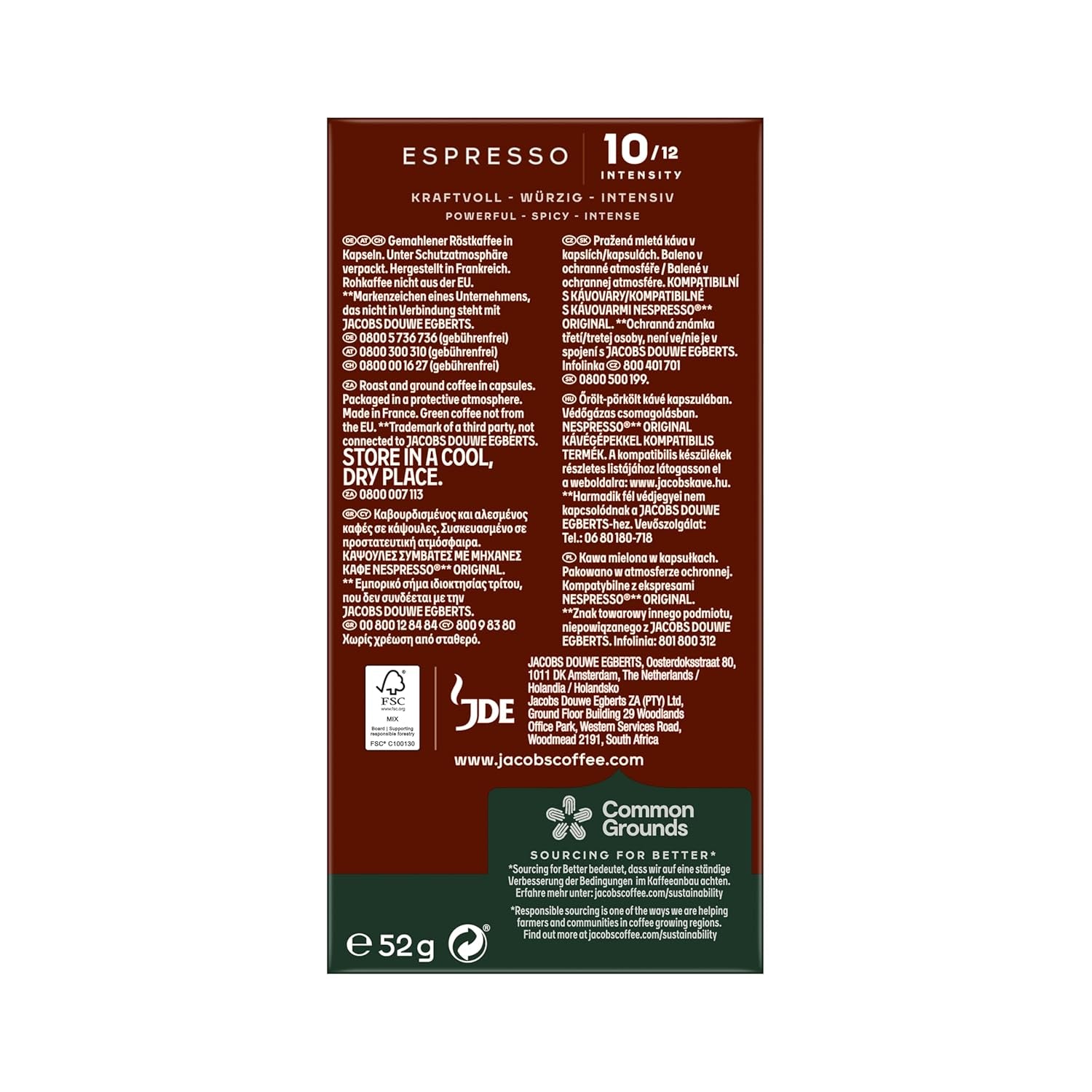 Jacobs Kaffeekapseln Espresso Intenso, Intensität 10/12, 10 x 10 Getränke, Nespresso* kompatible Kaffee Kapseln, 100 Kapseln