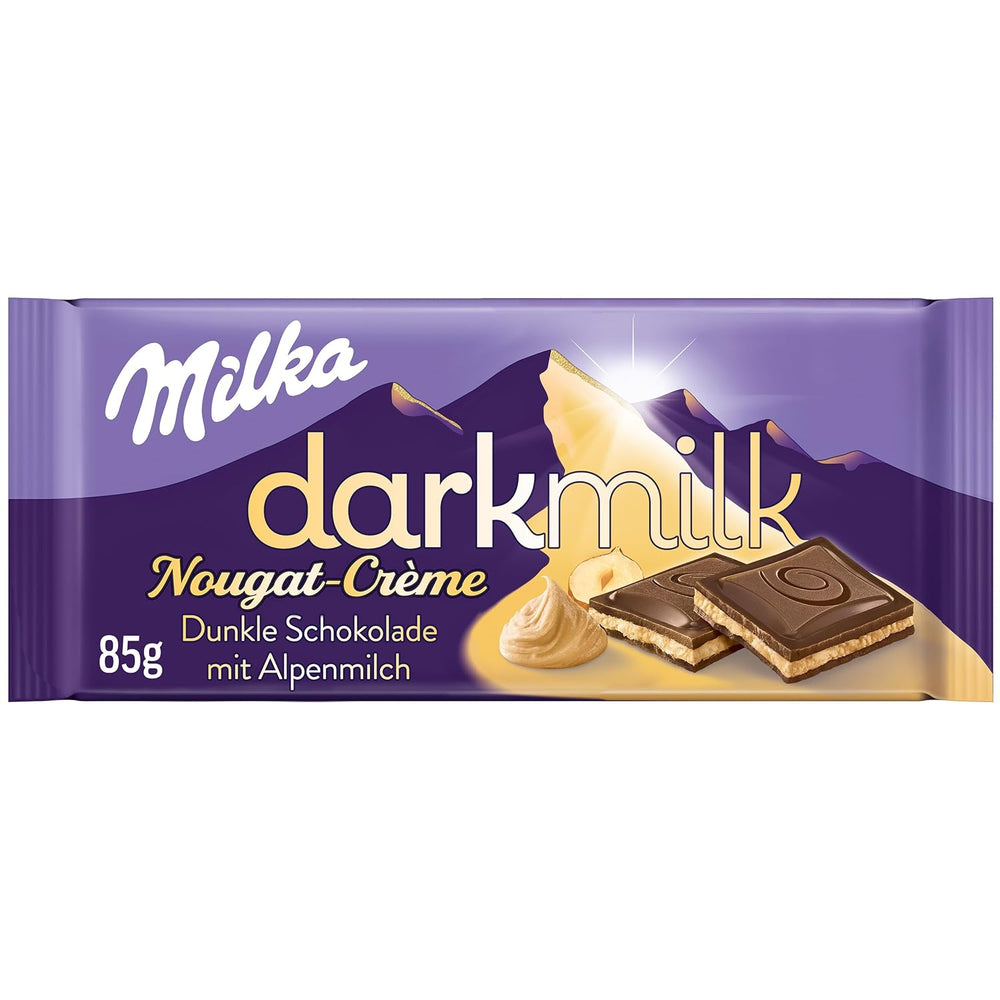Milka Black Milk – Alpine mørk chokolade med mælk og cremet nougatfyld – 85 g (pakke med 5)