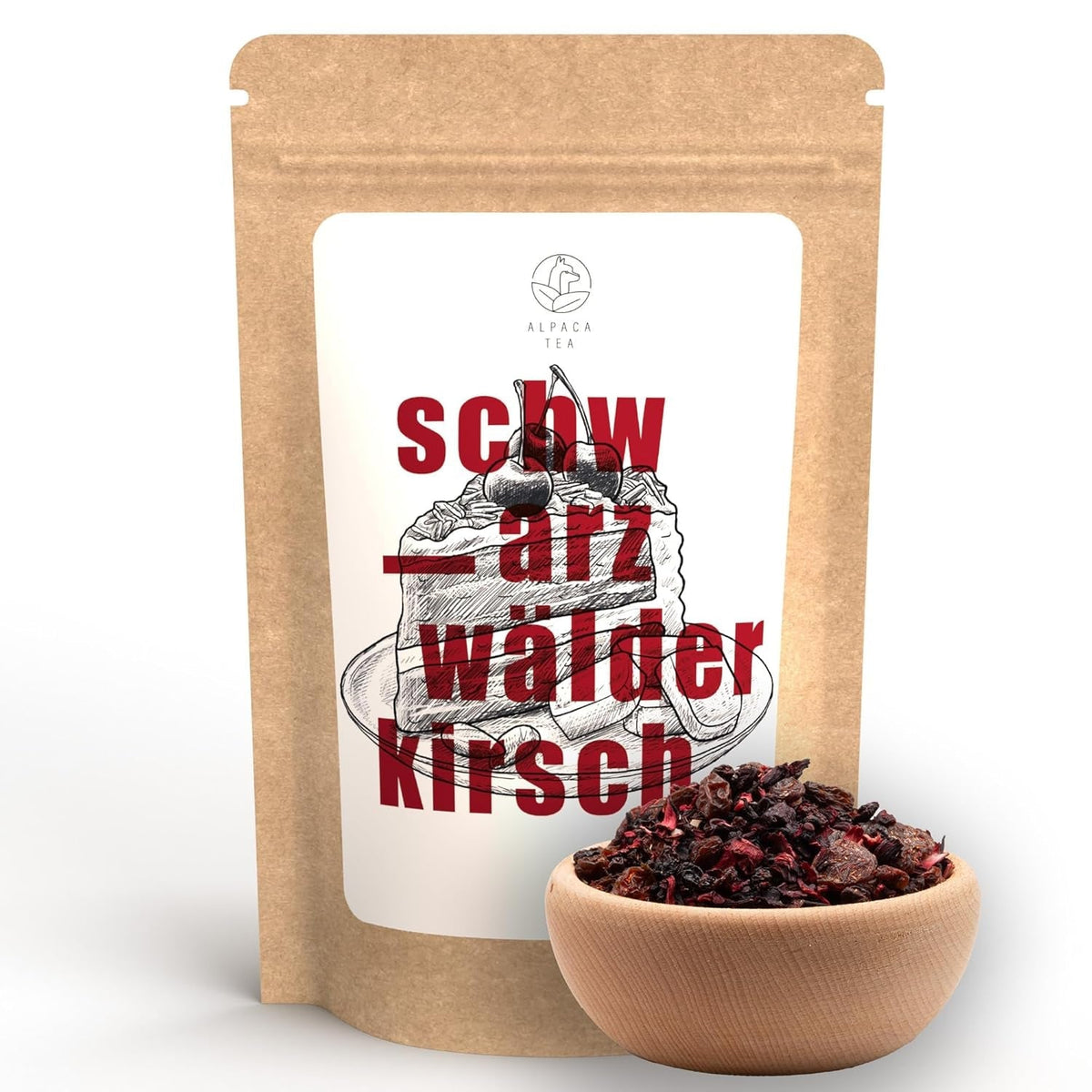 Alpaca Tea | Cireșe | Amestec de ceaiuri aromatizate cu fructe | Vrac | (100 g, cireșe din Pădurea Neagră)