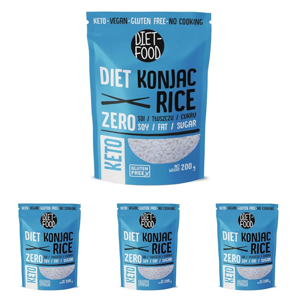 DIET-MAD Instant Shirataki Konjac-ris, lavt kulhydratindhold, lavt kalorieindhold, vegansk, fedtfri, sojafri, glutenfri, keto-venlig, slankende risnudler, 200 gram