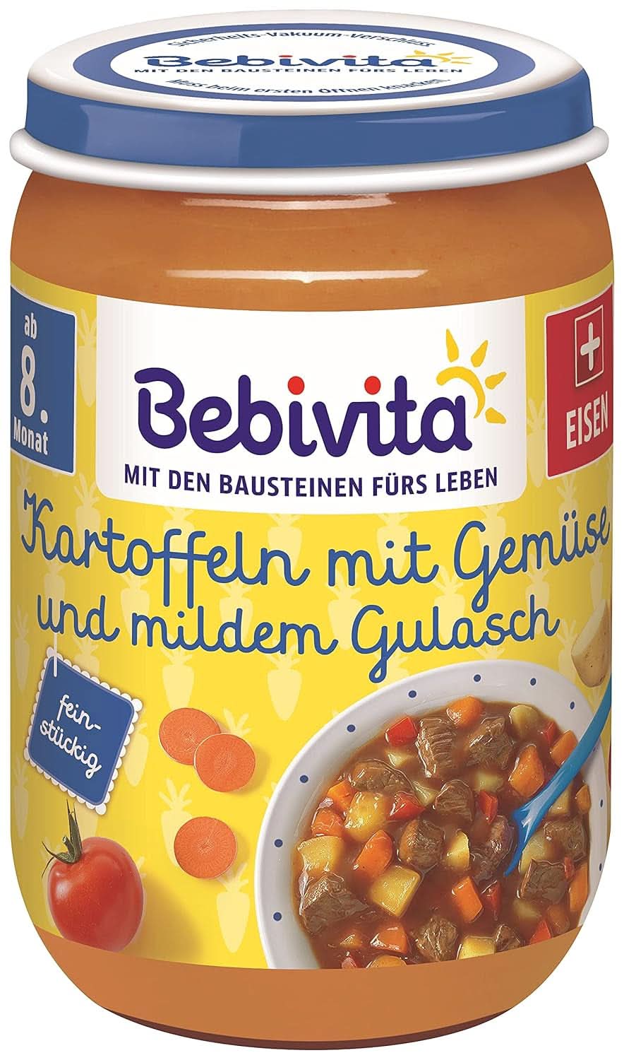 Menuer Fra 8 måneder Spaghetti Bolognese, pakke med 6 (6 X 220 gram), medium Mor og barn Naty Shop 220 gram Kartofler med grøntsager og let gullasch