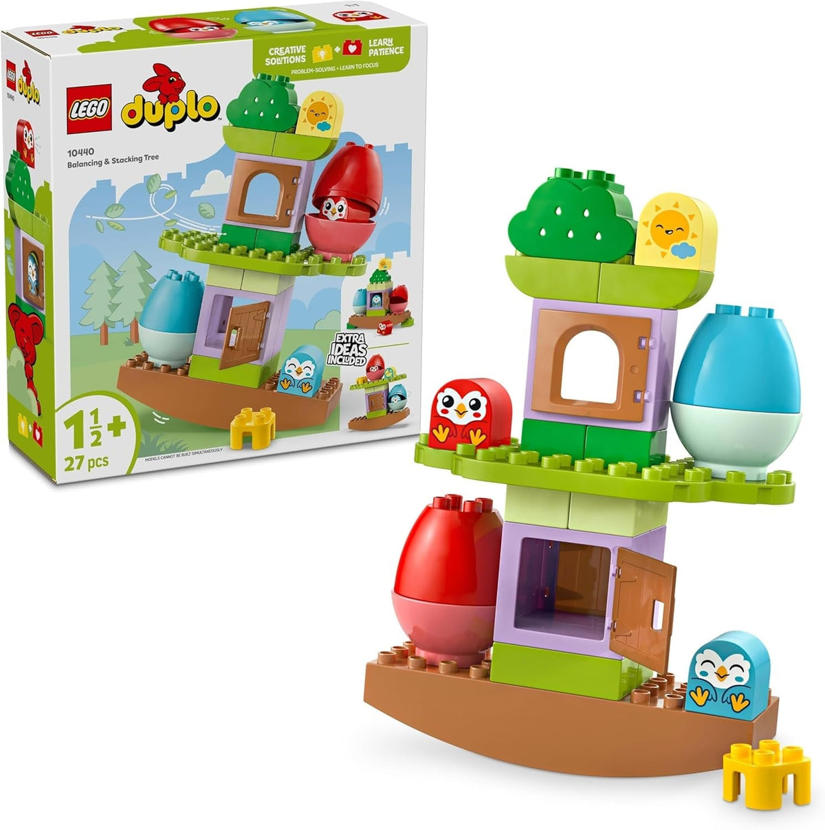 LEGO DUPLO træ til balancering og stabling, udviklingslegetøj, byggesæt til børn fra 18 måneder, kreativt legetøj til børn, pædagogisk legetøj med 2 legetøjsfugle 10440 Byggesæt Besuche den LEGO-Store Standard titel