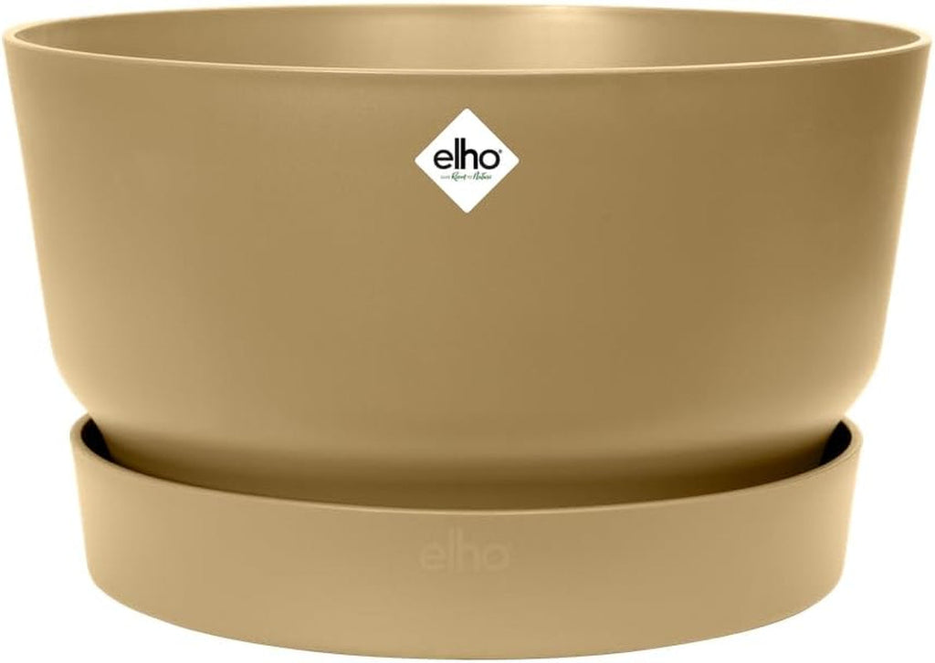 elho Greenville Bowl 33 - Ghiveci de flori pentru exterior - 100% plastic reciclat - Ø 32,5 x H 19,4 cm - Gri/Beton viu