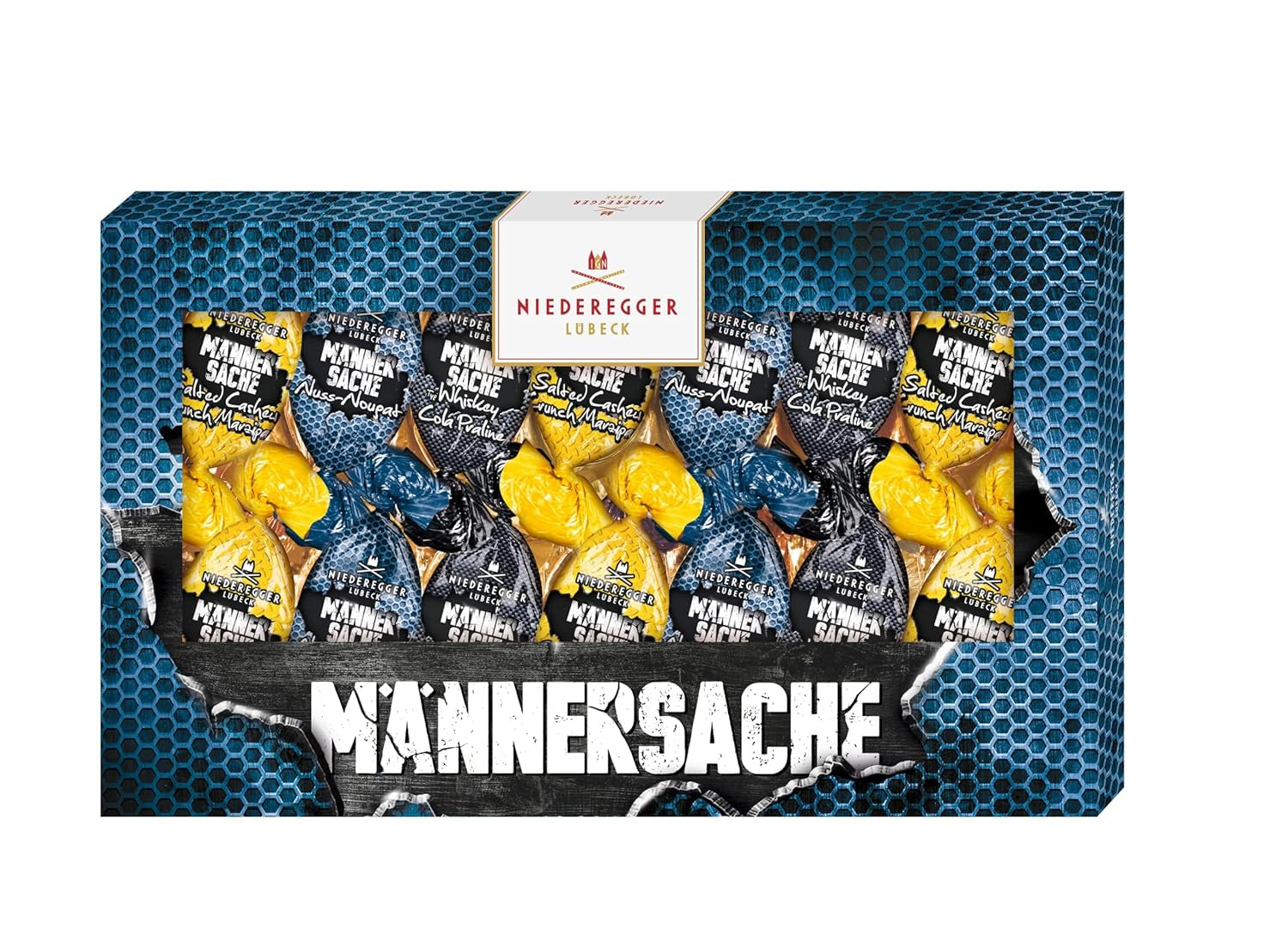 Niederegger | påskegave | For mænd | 1 x 175g | Varianter: Whisky og Cola Praline, Hasselnød Nougat, Saltet Cashew Sprød Marcipan | Dækket med mælkechokolade | påskeæg | påske gave