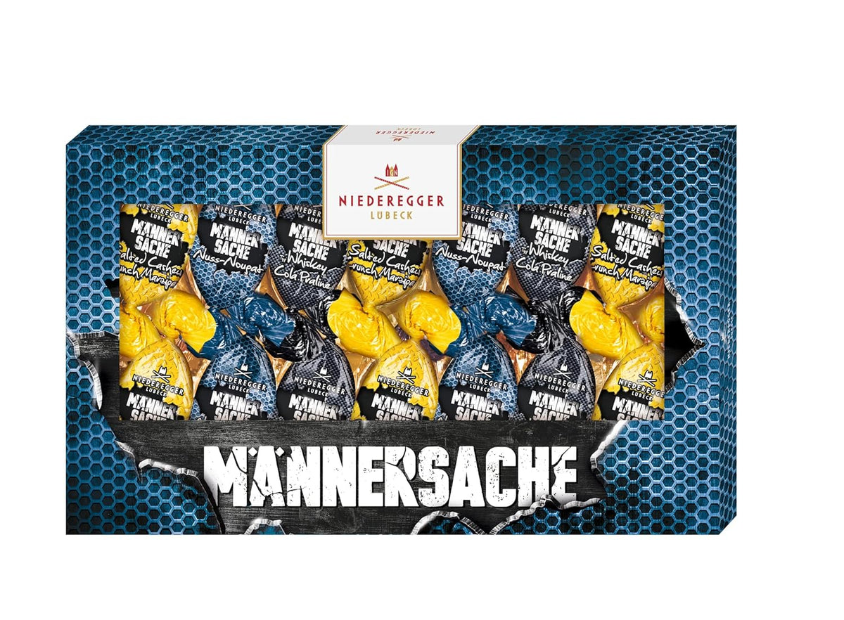 Niederegger | påskegave | For mænd | 1 x 175g | Varianter: Whisky og Cola Praline, Hasselnød Nougat, Saltet Cashew Sprød Marcipan | Dækket med mælkechokolade | påskeæg | påske gave