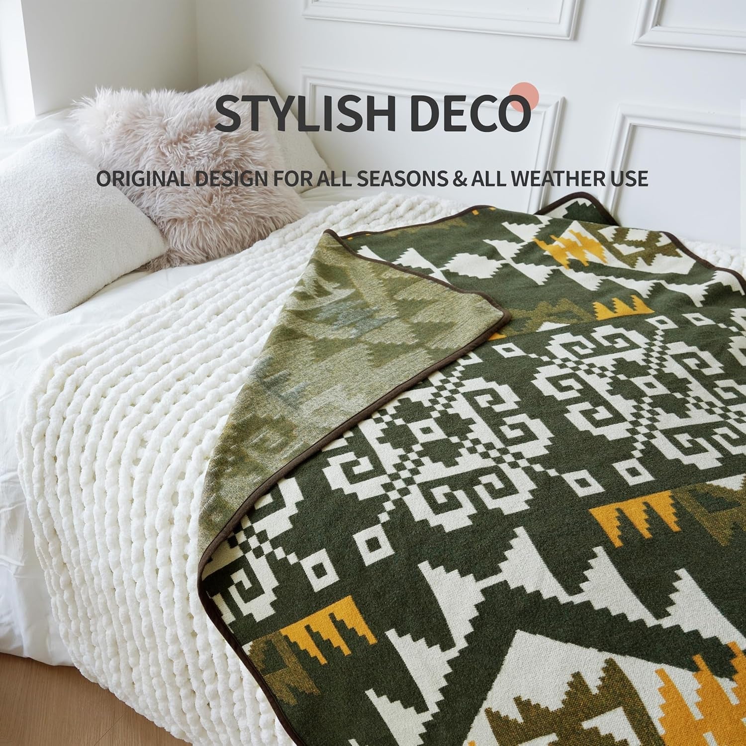 ACUSHLA 200,7X160 Cm, 1,7 Kg, tæppe, uldtæppe, varmt rejsetæppe, striktæppe, dekorativt, tæpper til sofa, stol, sofa, seng, stue, camping, egnet til alle årstider WW203 Senge og tæpper Besuche den ACUSHLA-Store