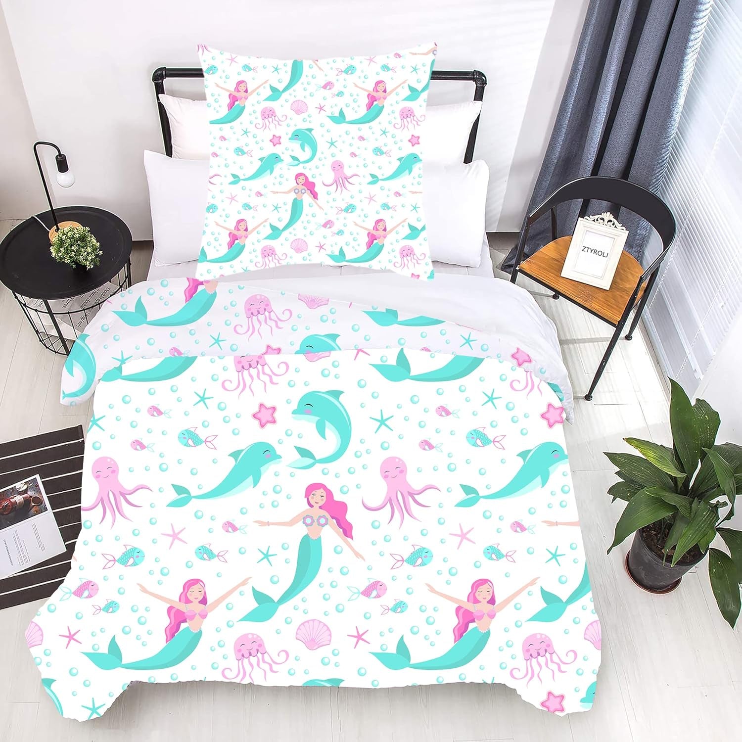 Sengetøj til børn, forskellige størrelser og forskellige animerede figurer Sengetøj - børn Naty Shop Mermaid (model 5) 200X200Cm+80X80Cm