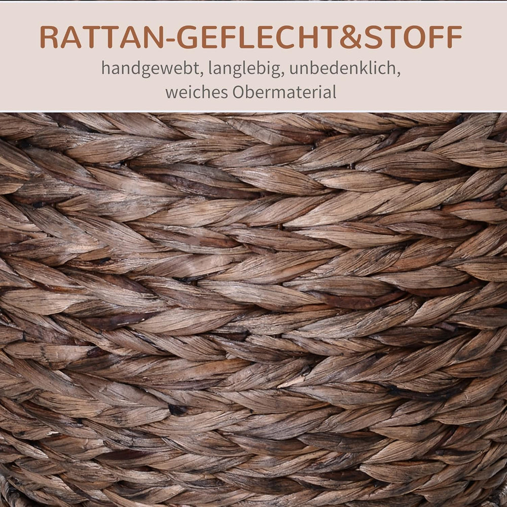 PawHut Rattan Katzenkorb Katzenhöhle Katzenhütte Katzenbett mit Kissen Haustierbett Wasserhyazinthe Kaffee 50 x 42 x 60 cm