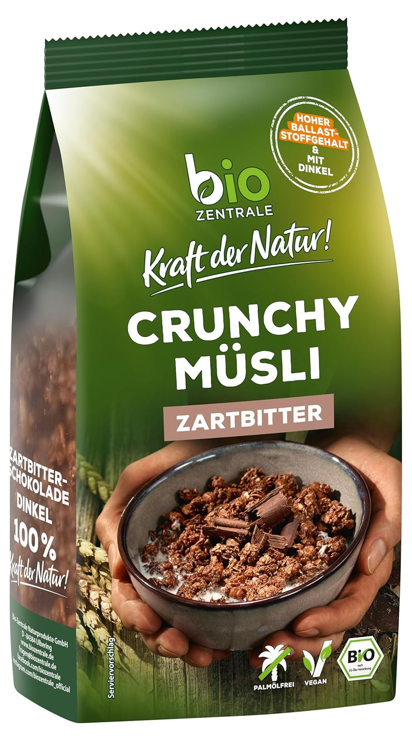 Sprød müsli med bær Biozentrale | 375 g økologisk müsli | Ideel til morgenmad og din kop takeaway müsli | Et alternativ til müslibarer