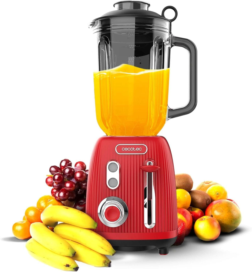 Cecotec Standmixer Retro Power Sort Titanium Retrogrøn. 1200W Maximale Leistung, 2 Geschwindigkeiten, 4-Klingen-Messer Mit Schwarzer Titanbeschichtung og 1,5L Krug, Vintage-Design i Grün Kitchen Naty Shop Red