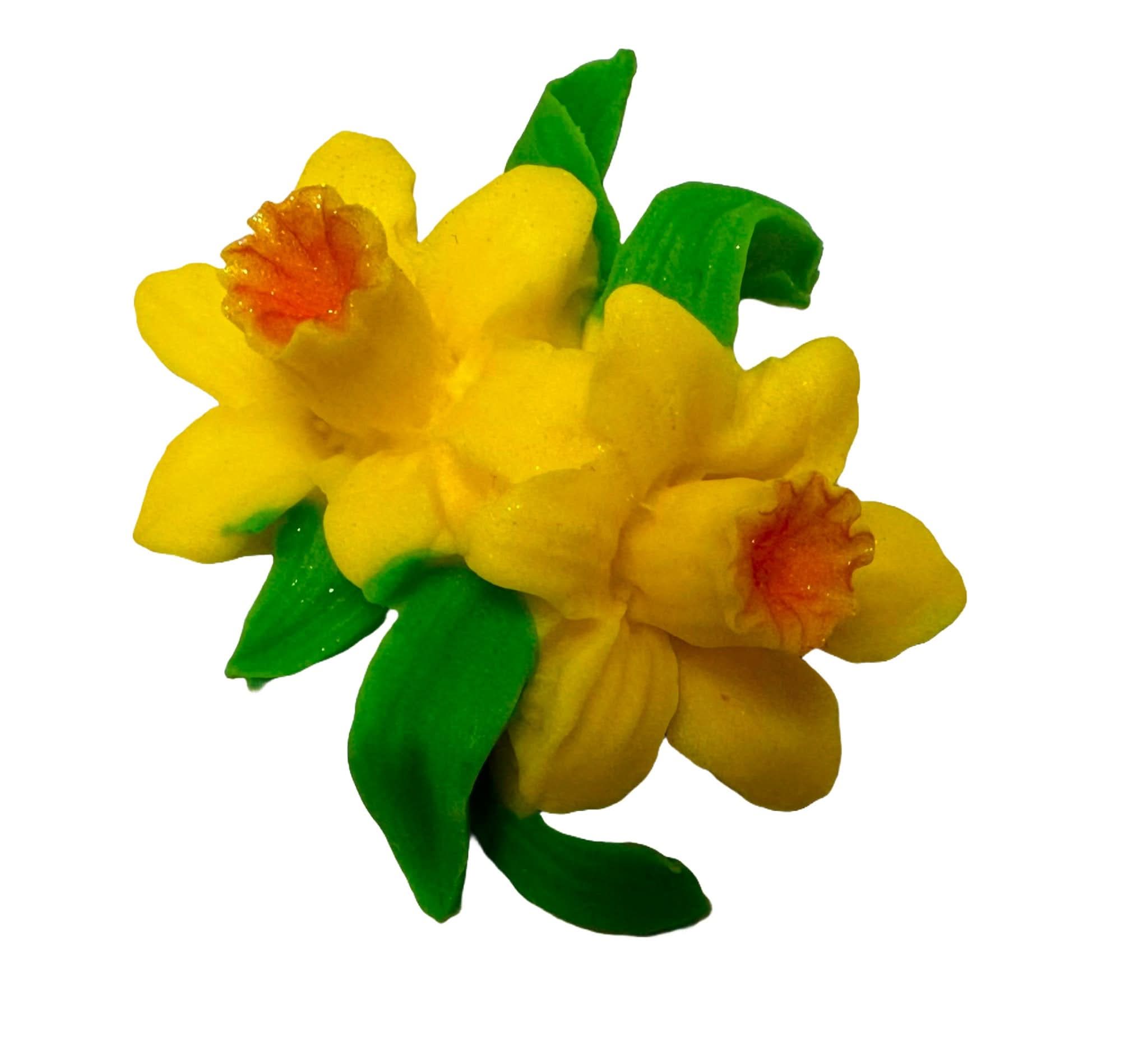 Decoratiune comestibila din zahar, Narcise galbene Decoratiuni din Pasta de Zahar Nati Shop