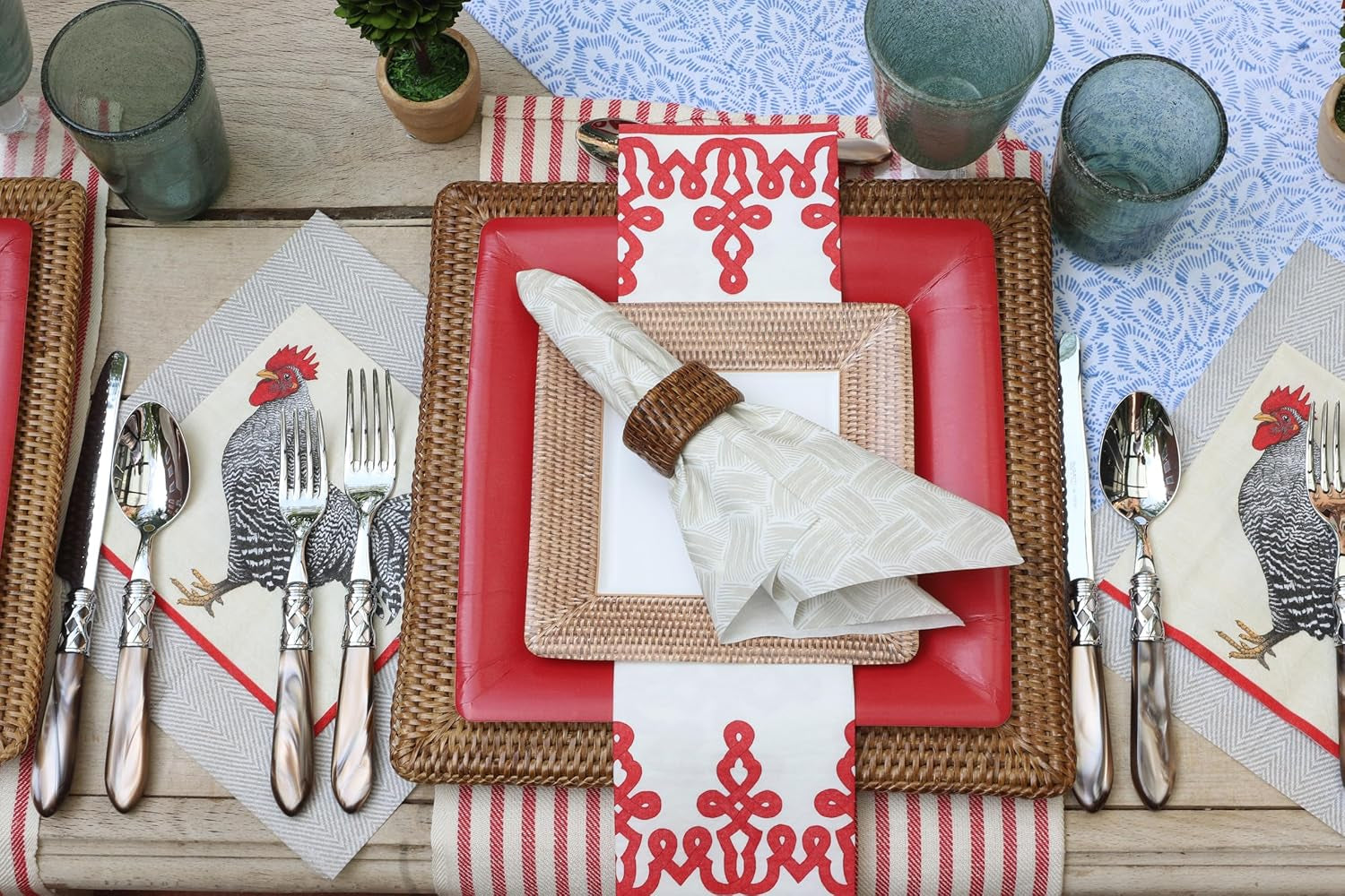 Șervețele de hârtie Dessin Passementerie, lenjerie, roșu, 12 bucăți per pachet