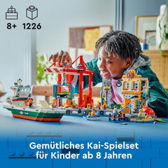LEGO City havn med fragtskib, byggelegetøj til drenge og piger fra 8 år, gaveide til børn, containerkran, legetøjsskib og 8 minifigurer 60422 Byggesæt Besuche den LEGO-Store