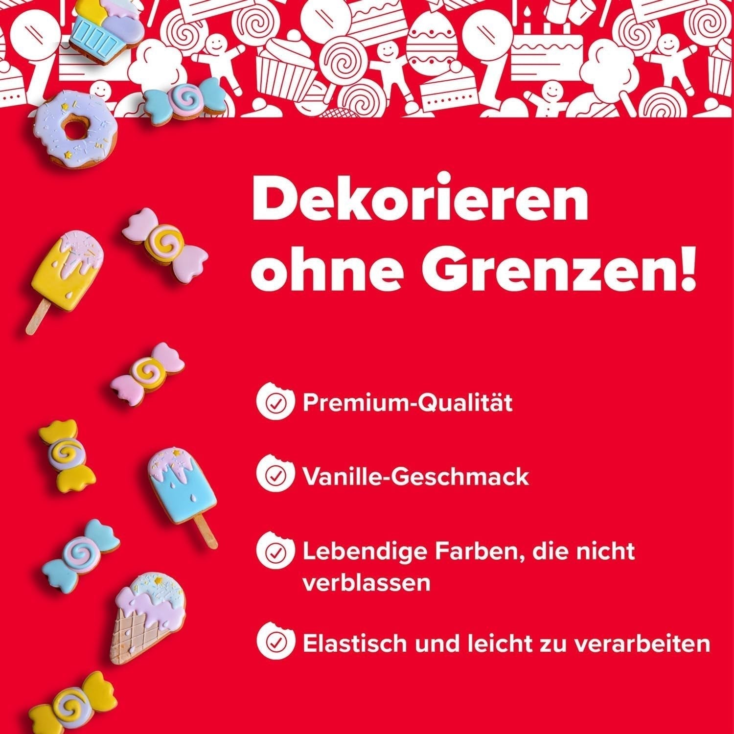 Dekora - Fondant alb din pastă de zahăr 150g - Perfect pentru prăjituri și decorațiuni de copt - Fără gluten și lactoză - Aromă de vanilie - Moale, flexibil și ușor de modelat pentru decorațiuni creative Pasta de zahar Naty Shop
