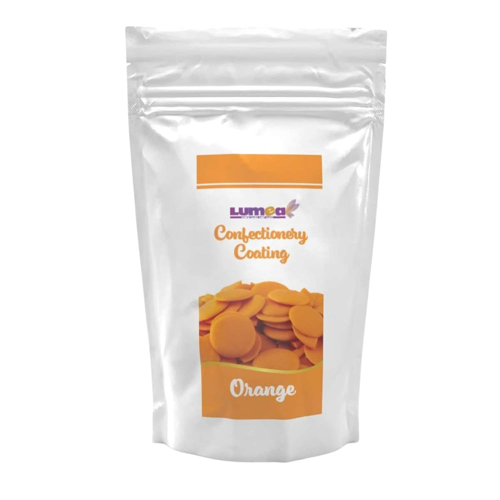 Dekozauber24 couverture drops, alb, 500g, cu aromă de ciocolată albă și vanilie, chipsuri Deco Melts, rezistent la microunde, pentru cake pops, prăjituri, tarte, torturi, picurare sau glazură Pasta de zahar Naty Shop Portocaliu