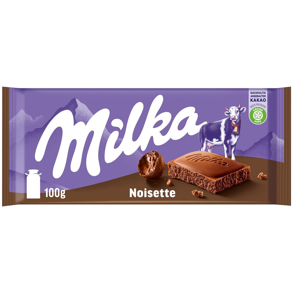 Milka Noisette – Alpine mælkechokolade med delikat og cremet hasselnøddefyld – 25 x 90g