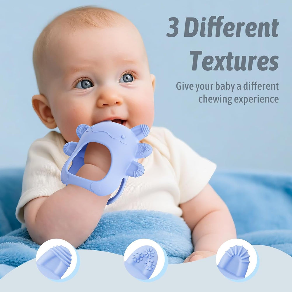 Inel de dentiție pentru bebeluși akolik, jucărie și ajutor pentru dentiție pentru 0, 3, 6 și 9 luni, inel de dentiție fără BPA pentru bebeluși, mănuși de dentiție, cadouri sigure pentru alimente pentru nou-născuți