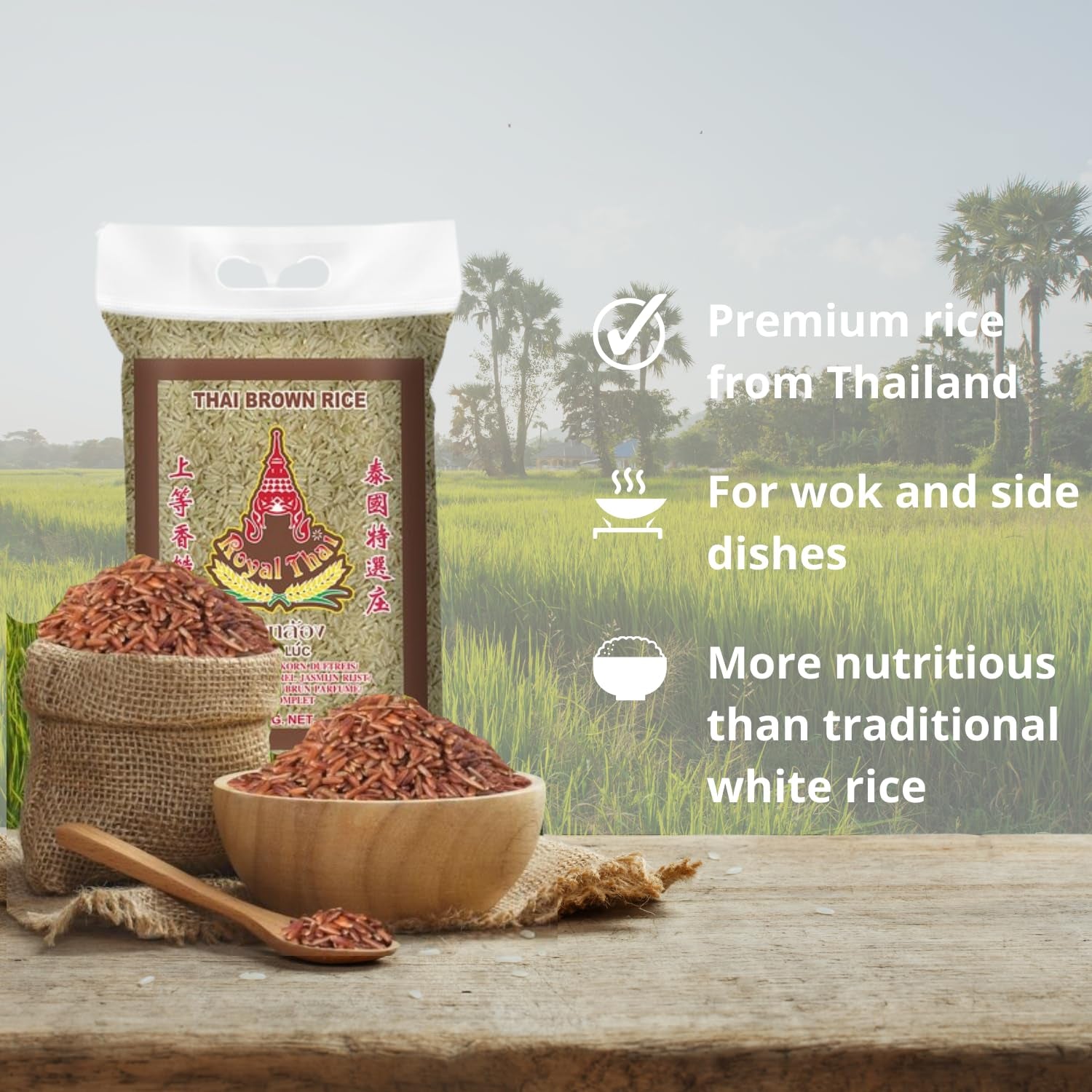 ROYAL THAI RIS - Duftende langkornet brune ris - 1 x 1 kg