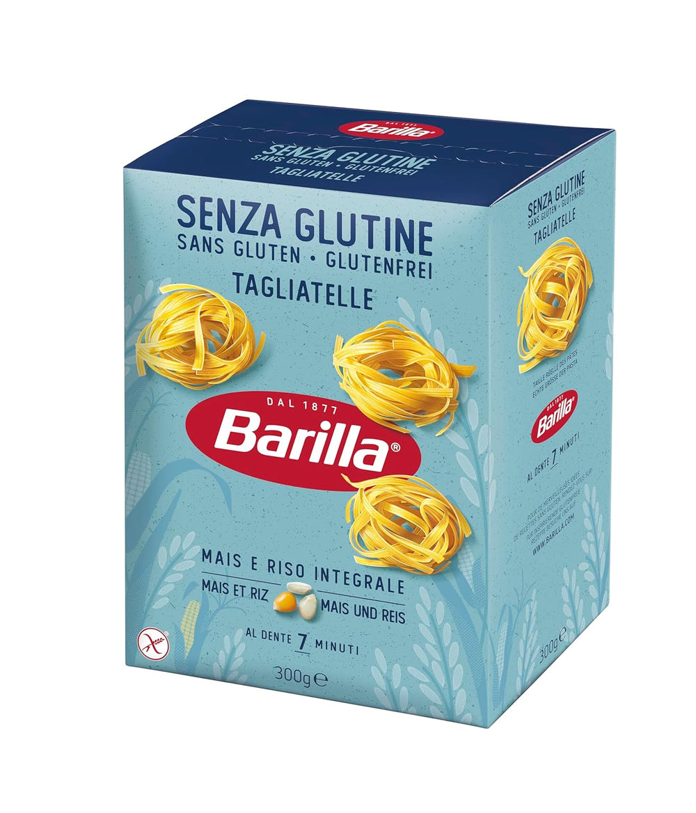 Glutenfri Barilla Tagliatelle pasta lavet af lækker majs og ris - perfekt til personer med cøliaki eller glutenintolerance 300g