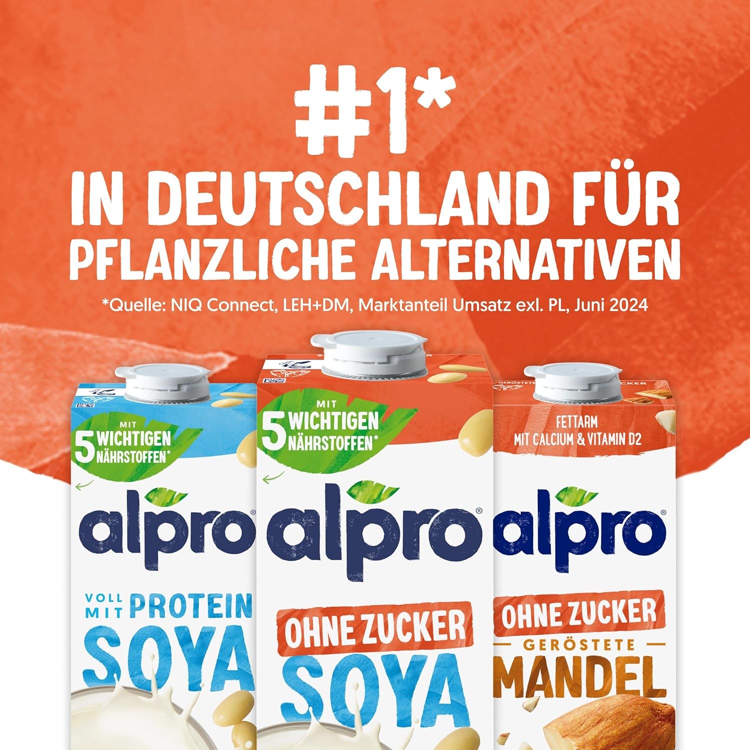 Alpro Sojadrink – Vegan und Milchfrei – Von Natur aus laktosefrei und fettarm – Rich and pflanzlichen Proteinen, inhalt Calcium and Vitamine – 8 x 1 L – Haltbar