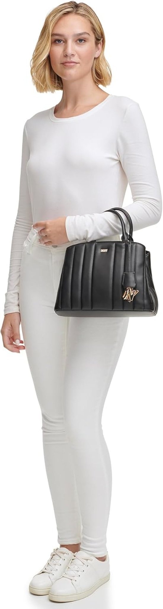 DKNY cu lanț Lexington Park Medium Satchel cu lanț logo, negru / aur, o mărime Genti Femei Naty Shop