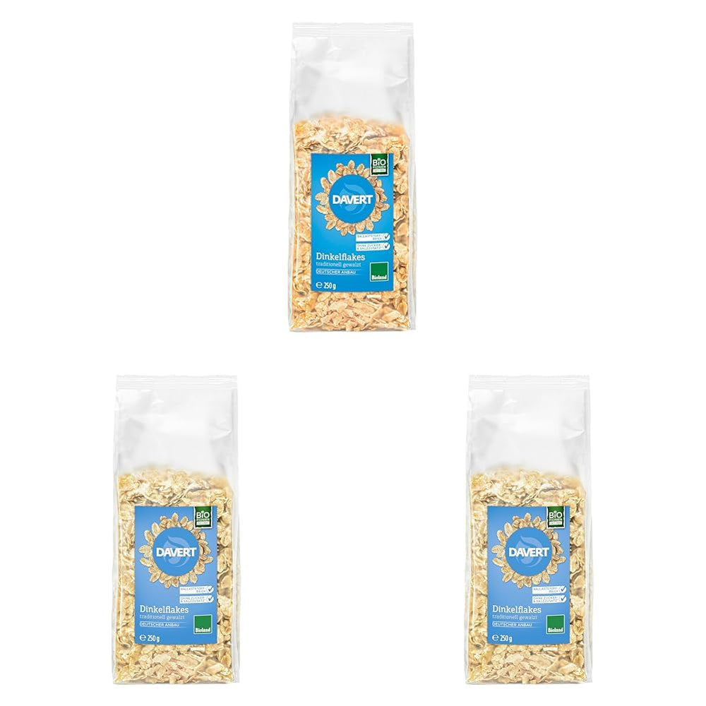 Davert Økologiske speltflager 250g - Uden tilsat sukker eller salt, let smagende og vidunderligt sprøde - 100% Davert økologisk kvalitet (1 x 250g)