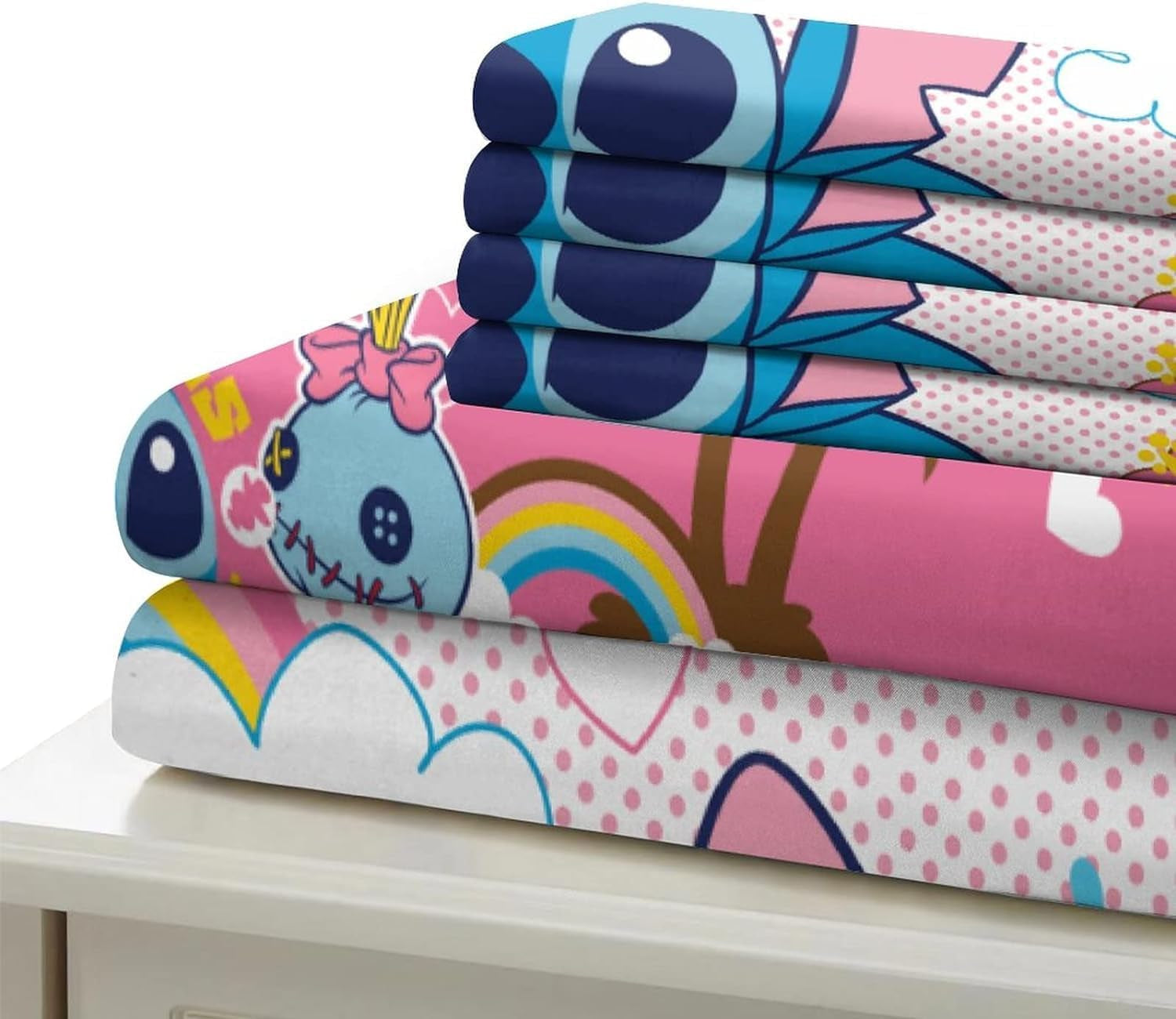 3-delt sengesæt, Stitch Sengetøj - børn Naty Shop Pink Single (90 X 190)