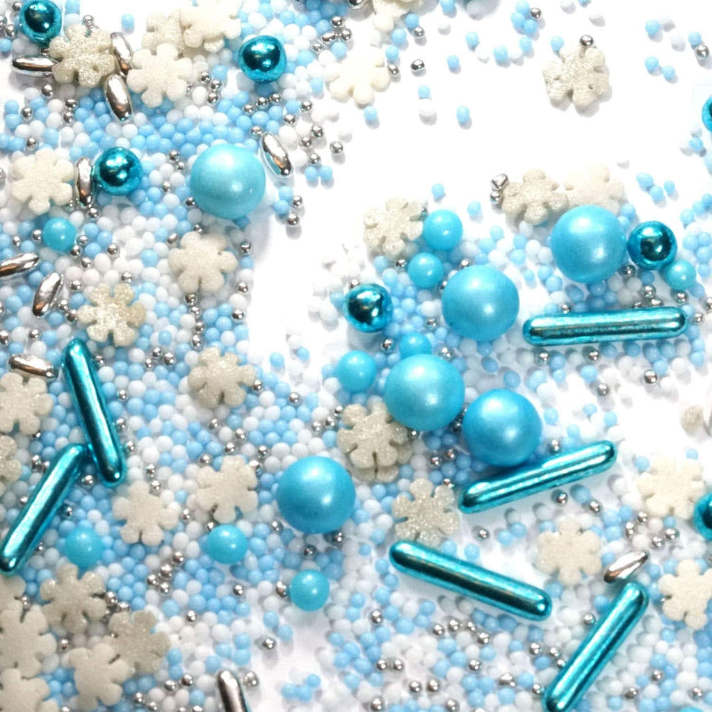 Streusel Glück, Mix Sprinkles Fulgi de zăpadă, Albastru Alb, 90 grame Sprinkles Naty Shop