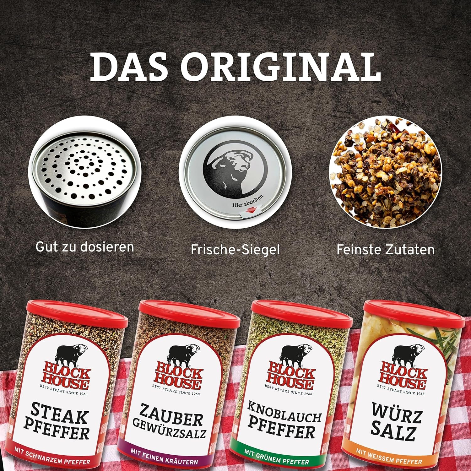 Block House Zaubergwürzsalz, Gewürzmischung für Fleisch, Fisch og Gemüse i Restaurantqualität, 280g Dose mit Streuaufsatz